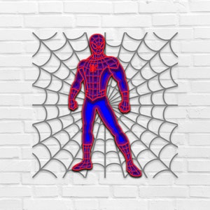 Super Hero Svg 3D Spiderman Cartoon SVG files Multi layer Cricut Laser Cutting DXF Templates for CNC router Nursery Vector Spider Web Crawl