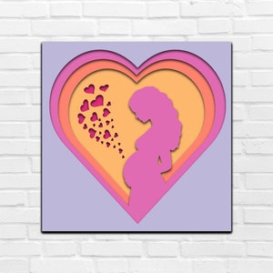 Pliki Mom 3D SVG Wielowarstwowy panel kobiety w ciąży do cięcia laserowego Szablony DXF do routera CNC Wystrój pokoju dziecięcego Baby Shower Ciąża Matka