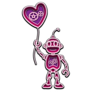 Robot with a Heart Balloon and Gears 3D Mandala svg, Multilayer Panel for Laser Cutting, layered SVG files for CNC router Laser Cricut files