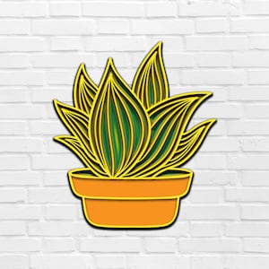 3D Bladeren Plant planter SVG 3D Meerlaags Paneel SVG bestanden snijden DXF Sjablonen Lasersnijden Cactus Cricut bestanden blad Decor Vogel 8 laag