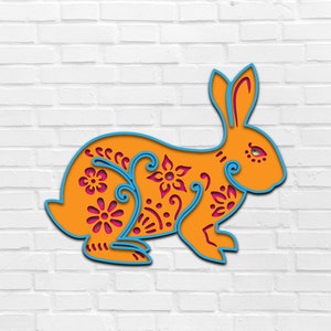 Osterhase 3D Mandala SVG Dateien Multilayer Panel zum Laserschneiden DXF Vorlagen für CNC-Fräser Kinderzimmer Dekor Housewarming Vektor Hase