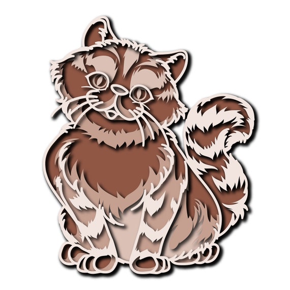 3D SVG Cat Furry Zentangle Cricut Laser Files Mandala Laser Cut 3d Layered Laser Engraving Multilayer Glowforge Designs Cnc Art Store Svg