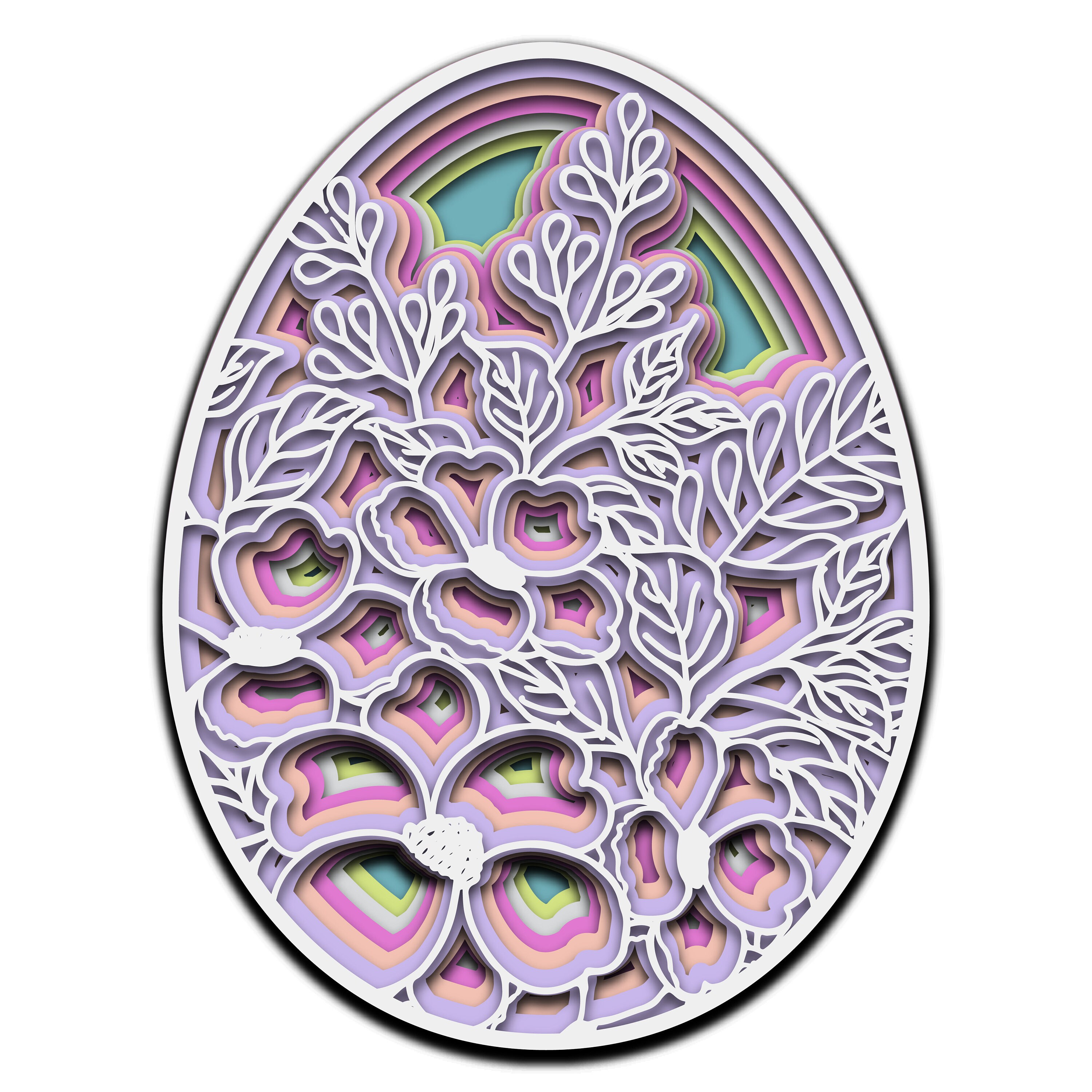 3D Easter Egg SVG Floral Mandala Svg Multi Layer Panel Laser Cutting ...