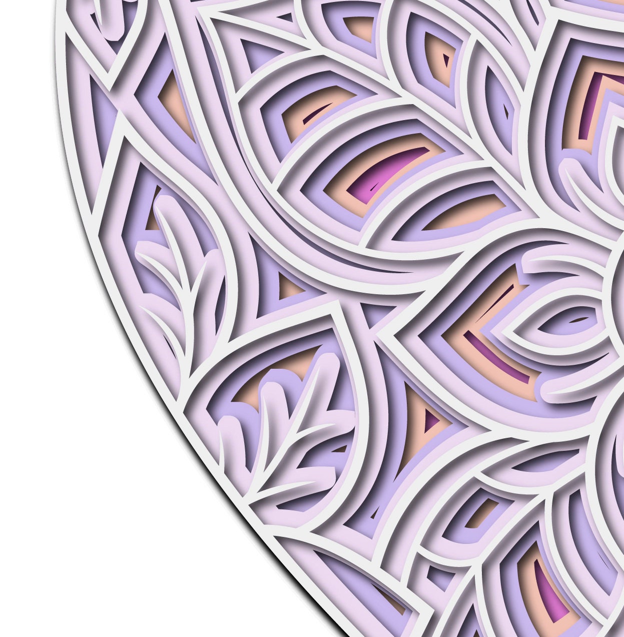 3D Floral Heart Mandala SVG Files Wedding Panel Files for Laser Cutting ...
