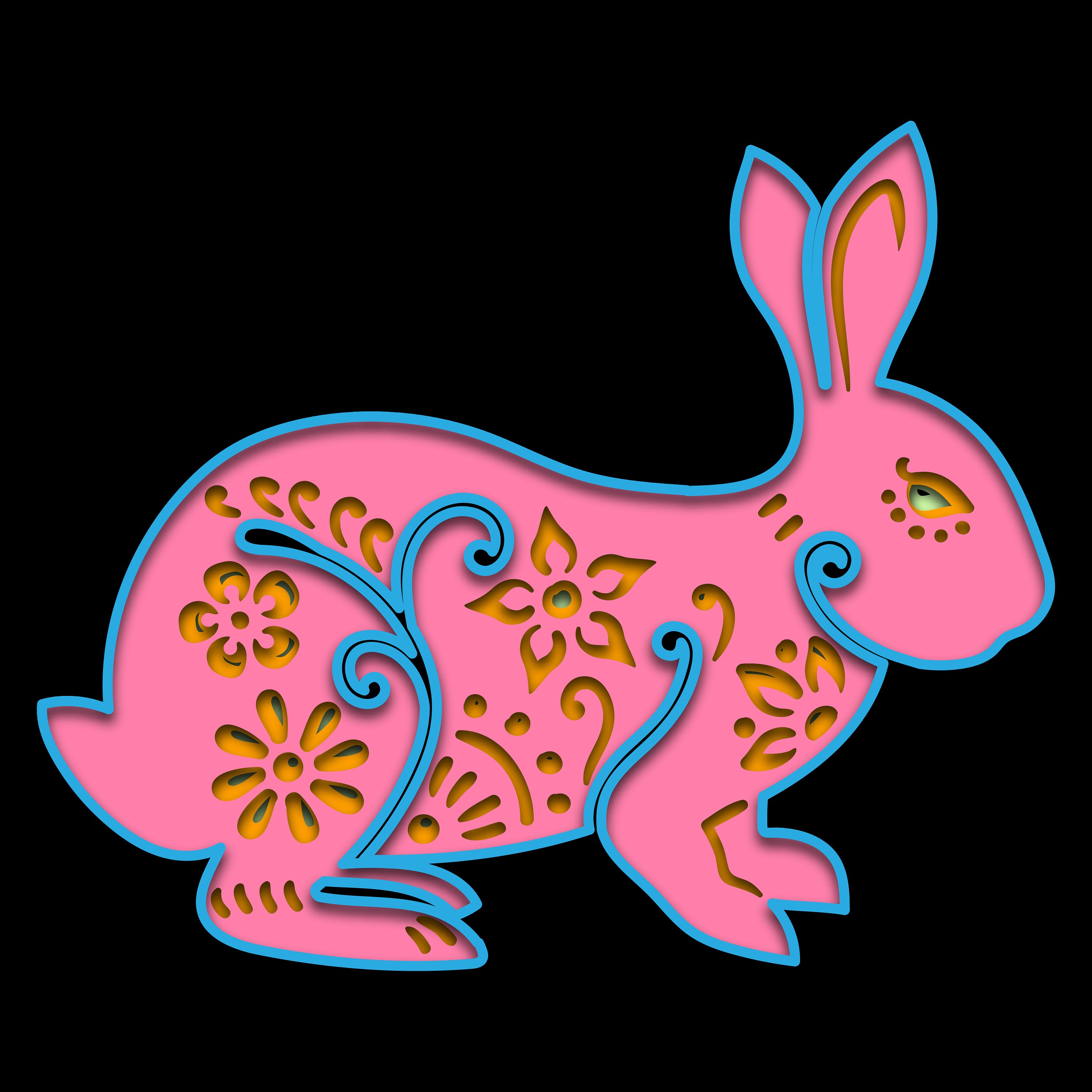 Easter Bunny 3D Mandala SVG Files Multilayer Panel for Laser Cutting ...