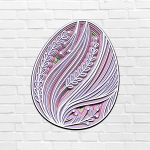 3D Egg SVG Easter Floral 3D Mandala svg Multilayer Panel para Laser Cutting layered SVG files for CNC Laser o Cricut Nursery Housewarming