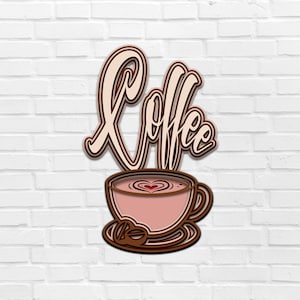 Coffee Cup 3D Zentangle svg files, Multilayer Panel for Laser Cutting, SVG files,  DXF Templates for CNC router Typograply Tea