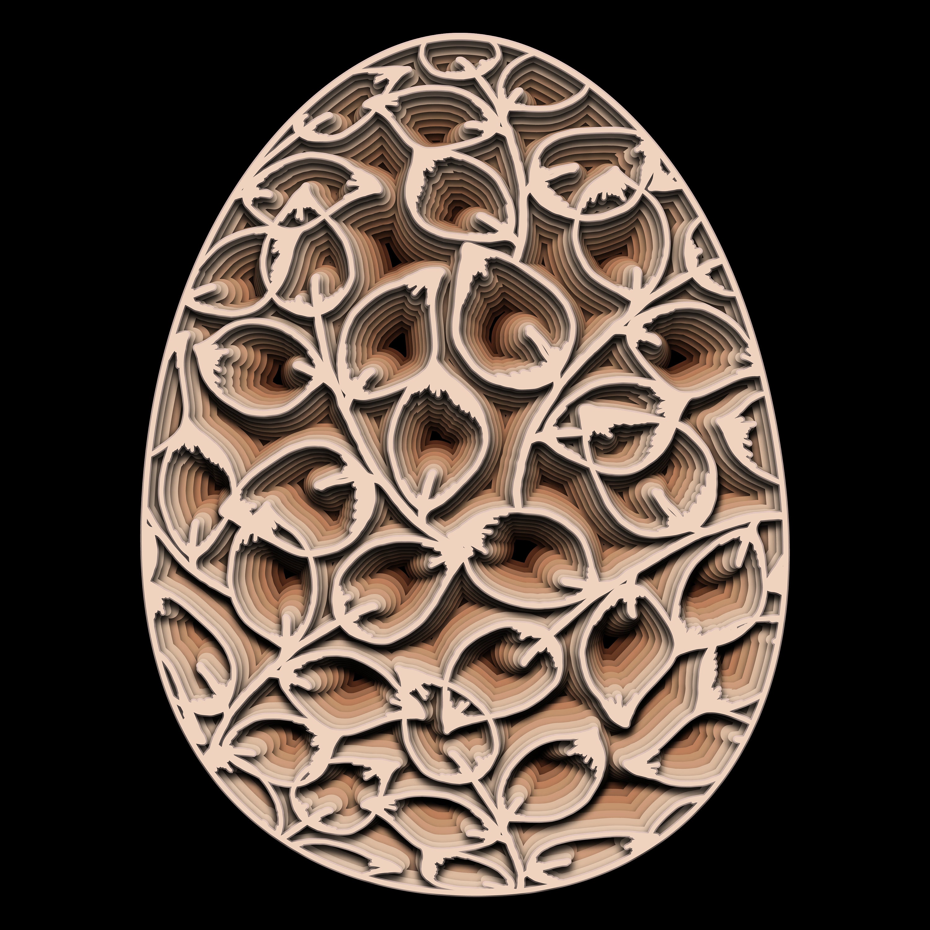 3D Easter Egg Floral Mandala Svg Multilayer Panel for Laser Cutting ...