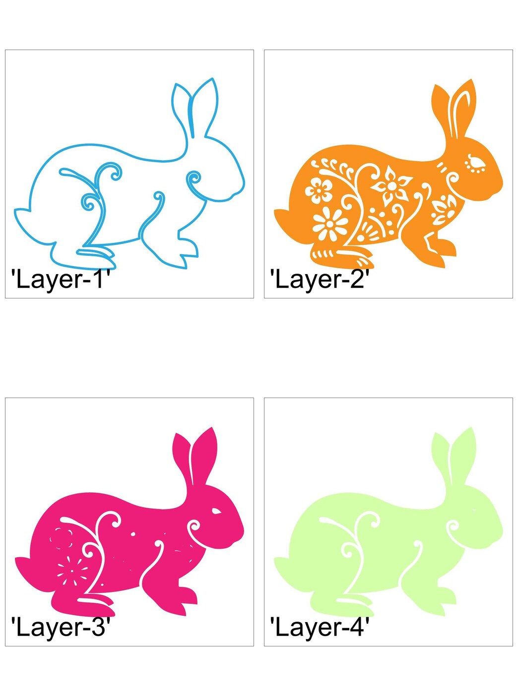 Easter Bunny 3D Mandala SVG Files Multilayer Panel for Laser Cutting ...