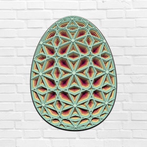 Easter Egg 3d Mandala svg Multilayer Panel for Laser Cutting layered SVG files for CNC Laser or Cricut Nursery Housewarming Glowforge