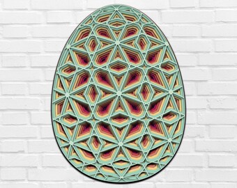 Easter Egg 3d Mandala svg Multilayer Panel for Laser Cutting layered SVG files for CNC Laser or Cricut Nursery Housewarming Glowforge