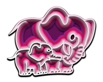 Elephant Mom SVG Baby 3D SVG files Multilayer Panel  cutting DXF Templates Laser Cutting Cricut files Nursery Decor Mothers day silhouette