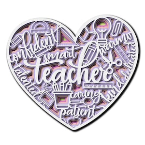Teacher SVG School Teacher Appreciation 3D Zentangle Multi layer Panel files cutting DXF Templates Laser cnc art Cricut files Kids Teaching