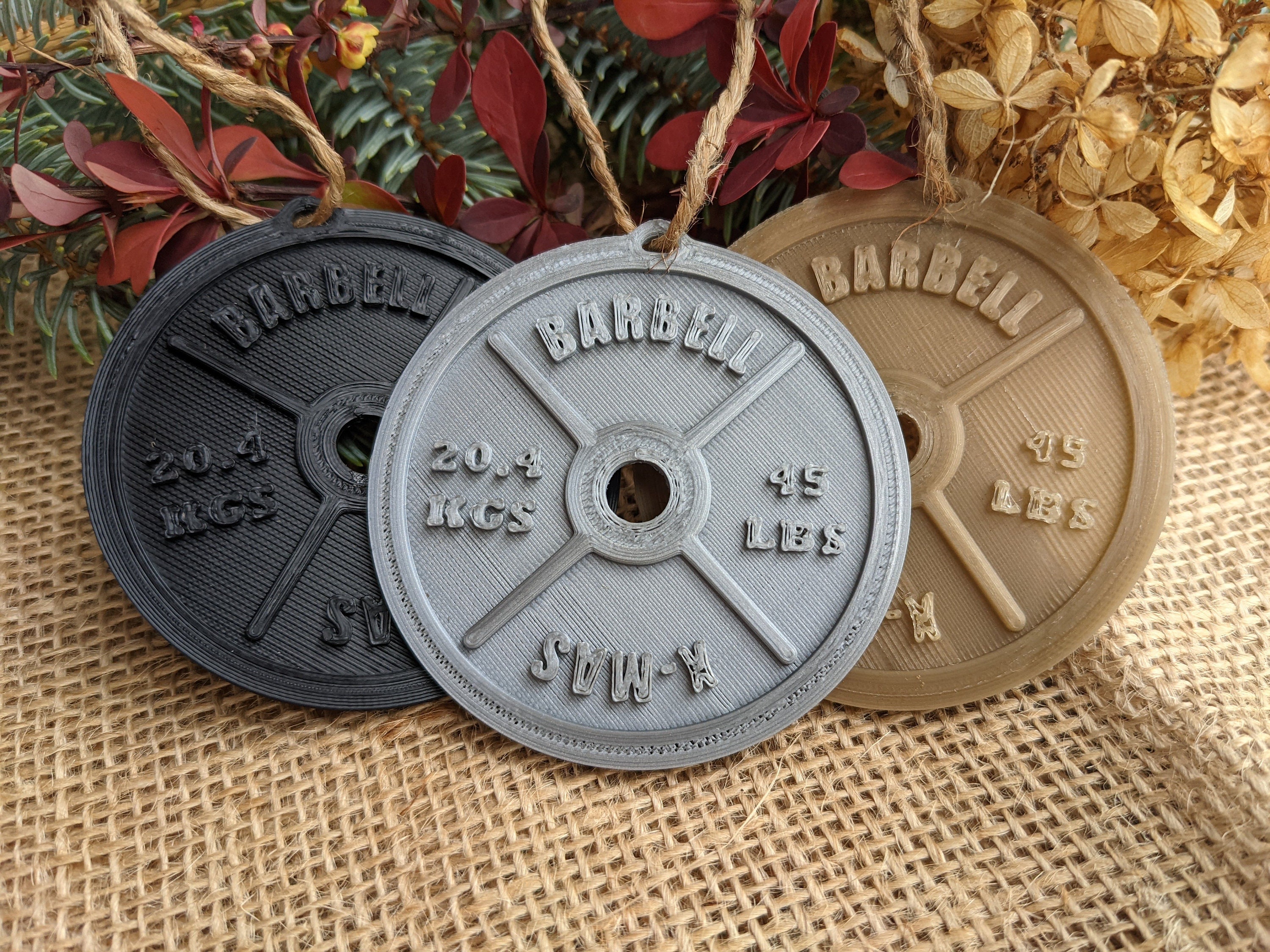 3 Pack 45lbs Barbell Ornament Impreso en 3D Regalo para Etsy España