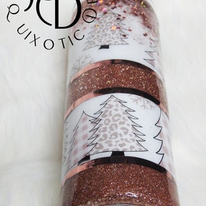 RTS - Rose Gold Christmas Tree 20oz Tumbler - Ready-to-ship   By ZADoodles