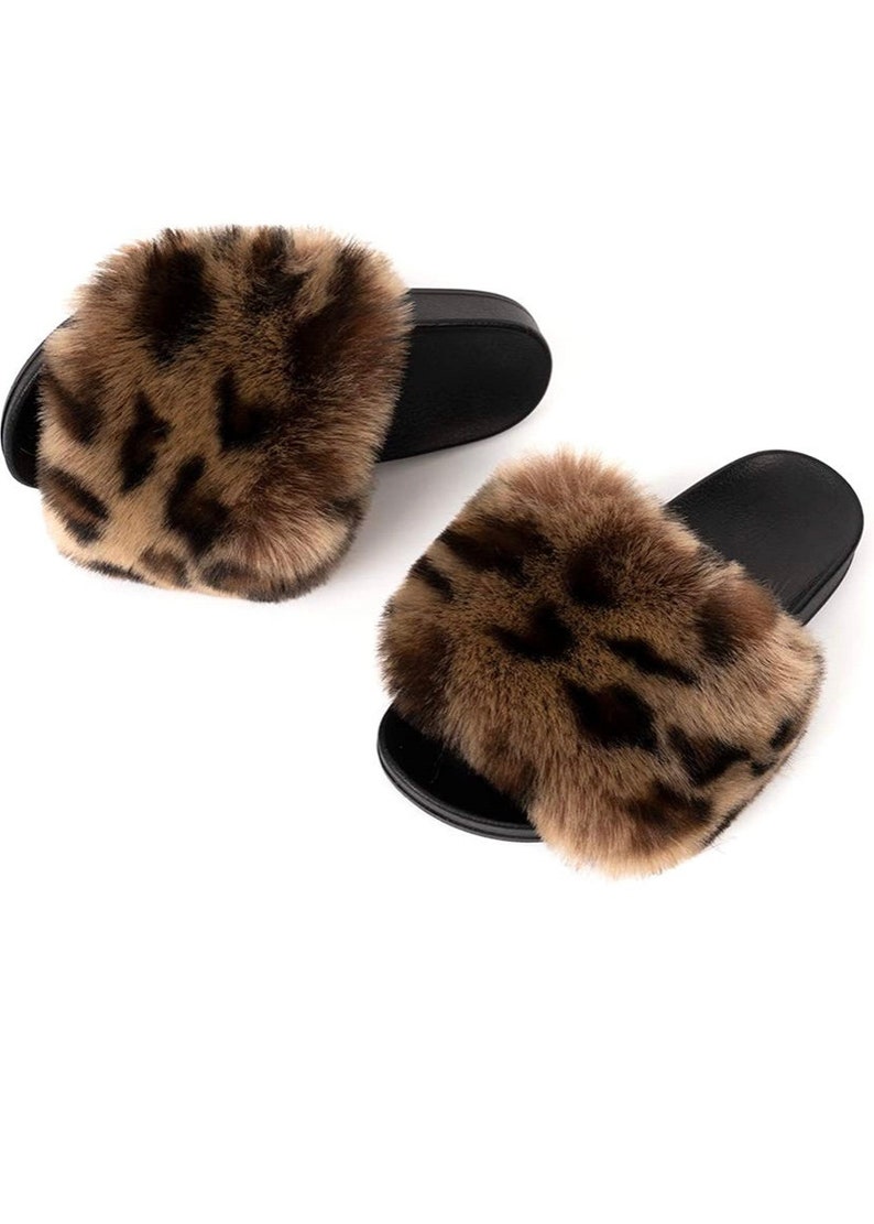 FUNKYMONKEY Women's Slides Faux Fur Cute Fuzzy Slippers | Etsy
