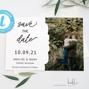 Moderne Foto Save the Date Vorlage, Hochzeit Save the Date, Verlobungsfoto Save the Dates, INSTANT DOWNLOAD, Editierbar, Vorlage