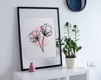 Modern Pink Watercolor Flower Print, Wildflowers, Flower Print, Watercolor Print, Modern Art, Wall Art