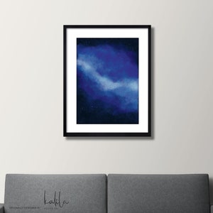 Blue Galaxy Painting, Galaxy Print, Watercolor Print, Nebula, Space, Wall Art