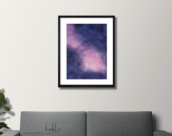 Pink Galaxy Painting, Galaxy Print, Watercolor Print, Nebula, Space, Wall Art