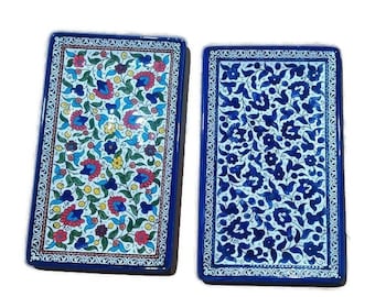 Ceramic Rectangular Dish Plate | Handmade Hand painted Ceramic | Multi Colored Floral | Blue and white | Palestinian Product Hebron Ceramic