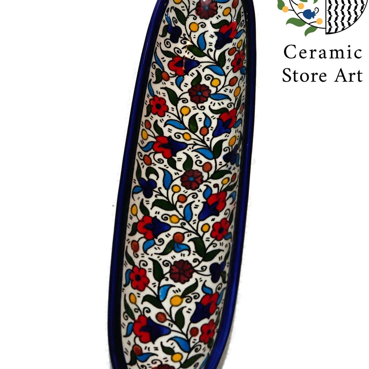 Hand-painted Ceramic Serving Plate: Long Oval Floral Appetizer Dish - Etsy