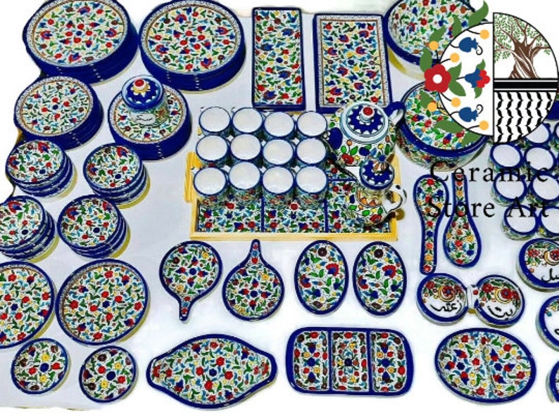 Handmade Handpainted Ceramic Palestinian Hebron Products for kitchenware Drinkware Dinning Serving custom order image 3