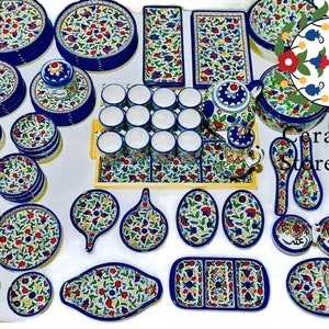 Handmade Handpainted Ceramic Palestinian Hebron Products for kitchenware | Drinkware | Dinning | Serving | Set of 100  items