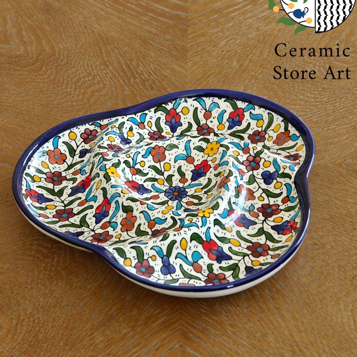 Hand-painted Ceramic Appetizer Platter: 4-section Serving Dish - Etsy