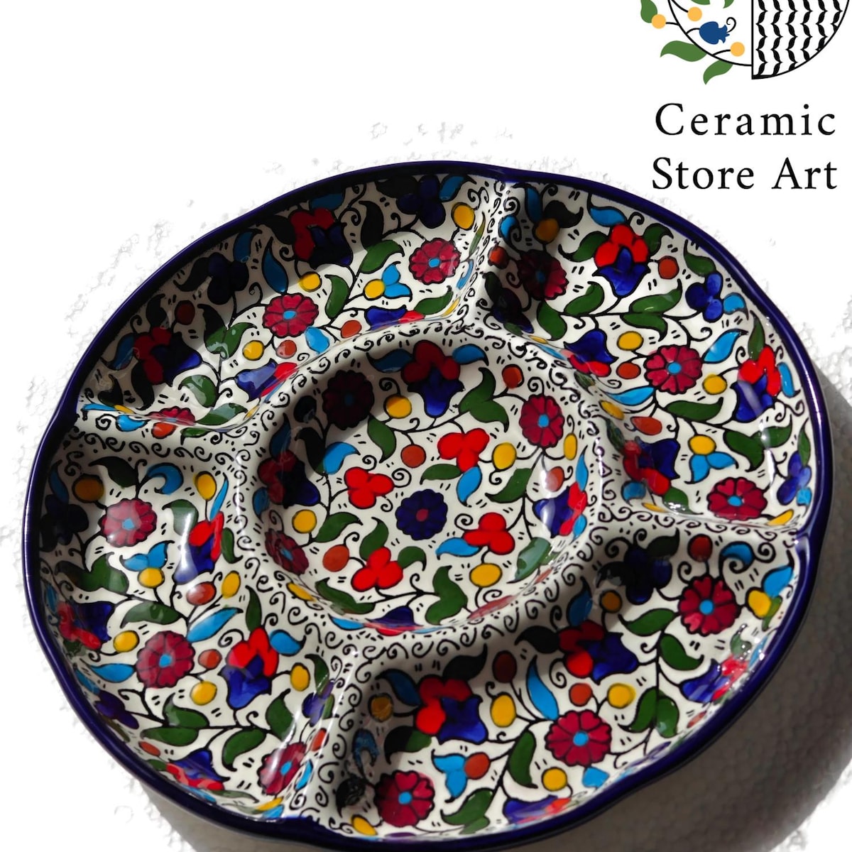 Ceramic Appetizer Platter: Palestinian Hebron Ceramic Floral Serving Plate - Etsy