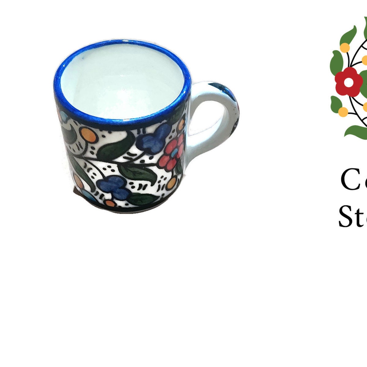 Ceramic Small Mug for Coffee | Colorful | Navy | Handmade Hand Painted , Nice Gift , Palestinian Hebron Ceramic - Etsy