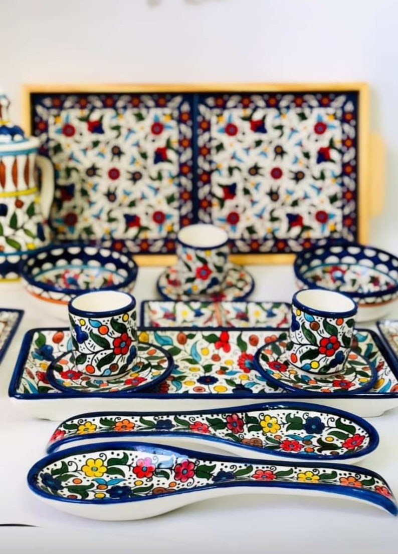 Handmade Handpainted Ceramic Palestinian Hebron Products for kitchenware Drinkware Dinning Serving custom order image 6