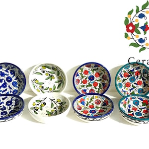 Ceramic  Bowl 10 cm | Handmade Handpainted High Quality Ceramic | Multi Colored Floral | Blue and white | Palestinian  Hebron Ceramic