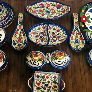 Tableware Ceramic Breakfast Set | Handmade Hand-Painted Set  | Multicolored Floral Breakfast Ceramic Set | Hebron Ceramic