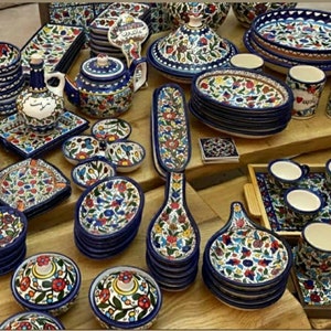 Handmade Handpainted Ceramic Palestinian Hebron Products for kitchenware Drinkware Dinning Serving custom order image 5