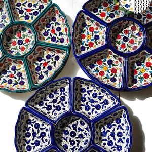 8-Piece Ceramic Dipping & Serving Plates | Handmade Appetizer Plates | Handcrafted in Hebron, Palestine | Perfect for Home Decor or Gift