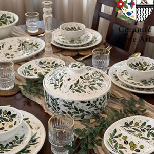 King&#39;s Set Tableware Ceramic 24-Piece | Dinnerware Set | Multicolored, Navy, Turquoise | Handmade Hebron Ceramic | Dinning Ceramic Set