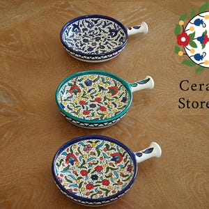 Ceramic Serving Pan | Handmade Handpainted High Quality Ceramic | Multicolored Floral | Navy | Turquoise| Palestinian Product Hebron Ceramic