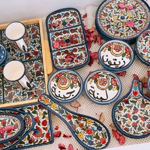 Handmade Handpainted Ceramic Palestinian Hebron Products for kitchenware Drinkware Dinning Serving custom order image 7