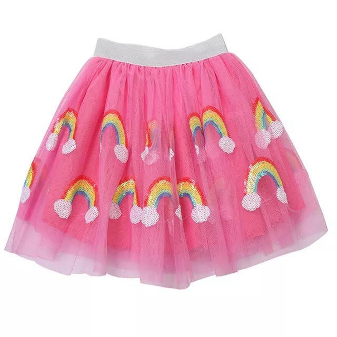 RAINBOW SKIRT, SEQUIN Skirt, Pink Tutu, Boho Cute Small Rainbow Pink
