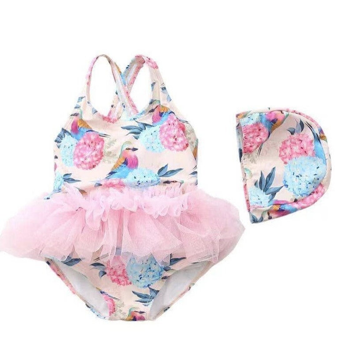 GIRL Swimwear TODDLER SWIMSUIT Swim Cap Bathing Suit Etsy