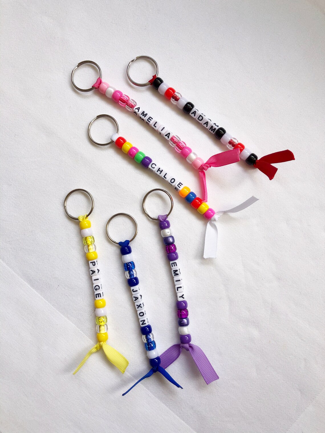 Personalised Bead Name Tags Keyring School bag Tags Etsy