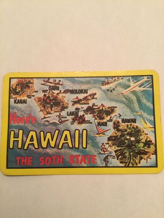 NOS Message souvenir playing card Hawaii the 50th state Etsy