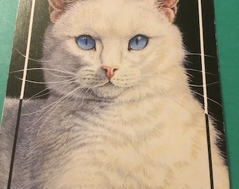 NOS Vintage playing cards white cat blue eyes