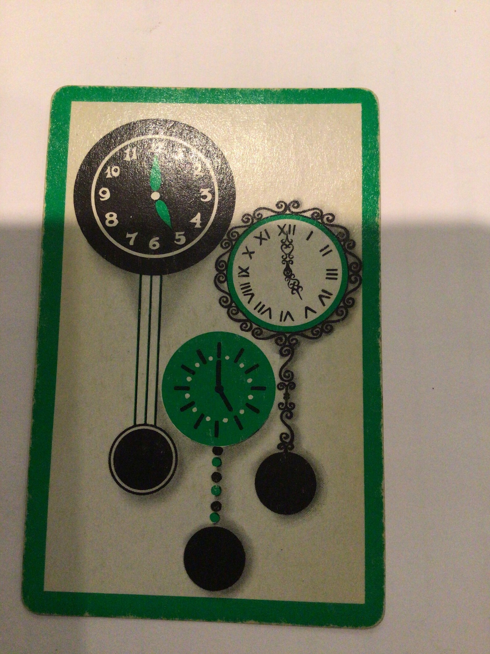 Vintage playing cards clocks green border groovy 60s Etsy