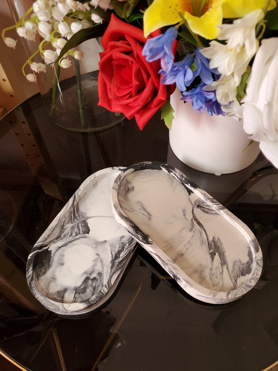 Black Marble Plaster Tray / Black Marble Decorative Tray / Black Marble