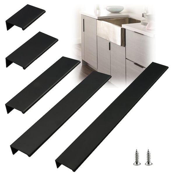 Modket Matte Black Finger Edge Pull Cabinet Door handle Bar Back Mount Drawer