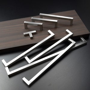 Brushed Nickel Modern Cabinet Handles: Square Stainless Steel Drawer Pulls