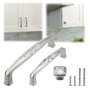 Modket Brushed Nickel Traditional Kitchen Cabinet Handles Pulls Knobs Hardware Bathroom Drawer Dresser Stainless Steel