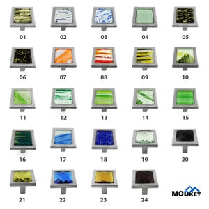 Graphic Glass Square Cabinet Knob - Brushed Nickel Base - Modket